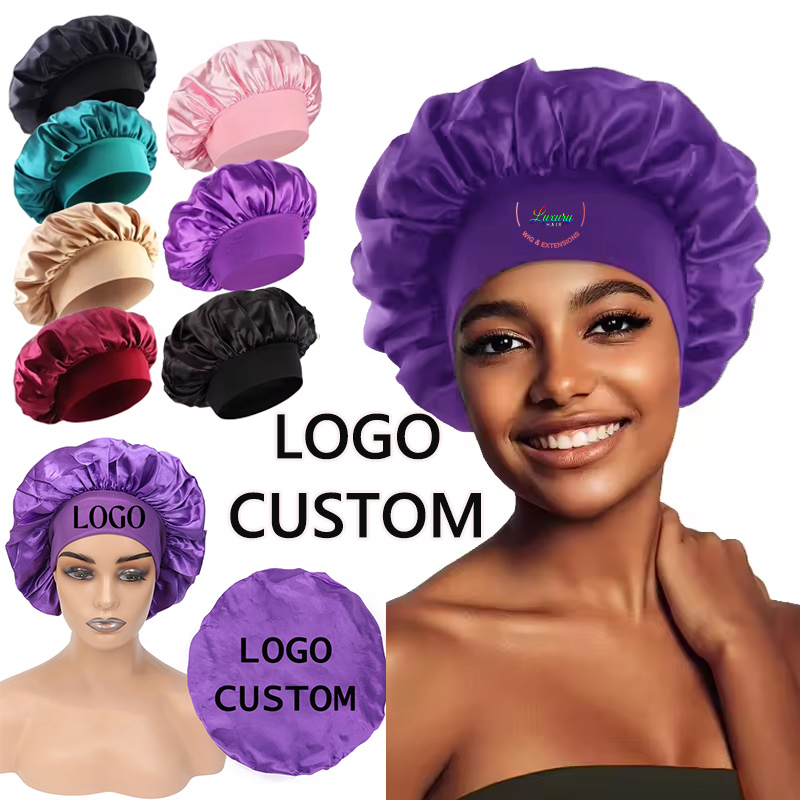 Hair Care Logo - قبعات ساتان للعناية بالشعر، قبعات نوم