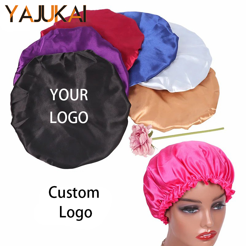 Hair Care Logo - قبعة نوم ساتان مع شعار مخصص
