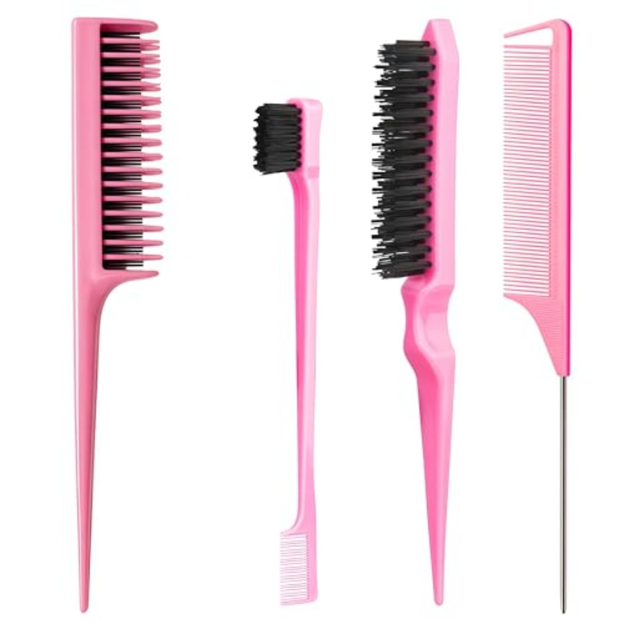 Bamboo Hair Brush - مجموعة فرش الشعر للنساء والفتيات: وردية