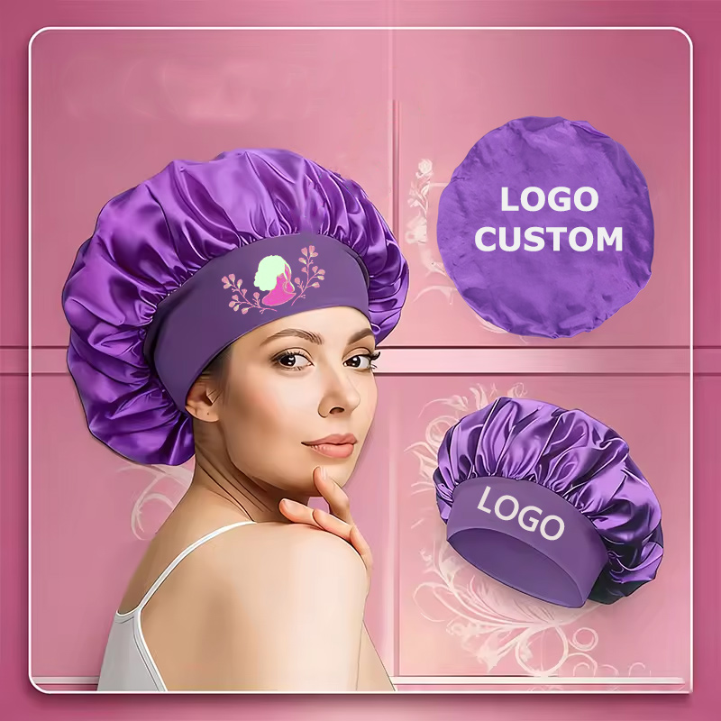 Hair Care Logo - قبعات نوم حريرية من الساتان، قبعات