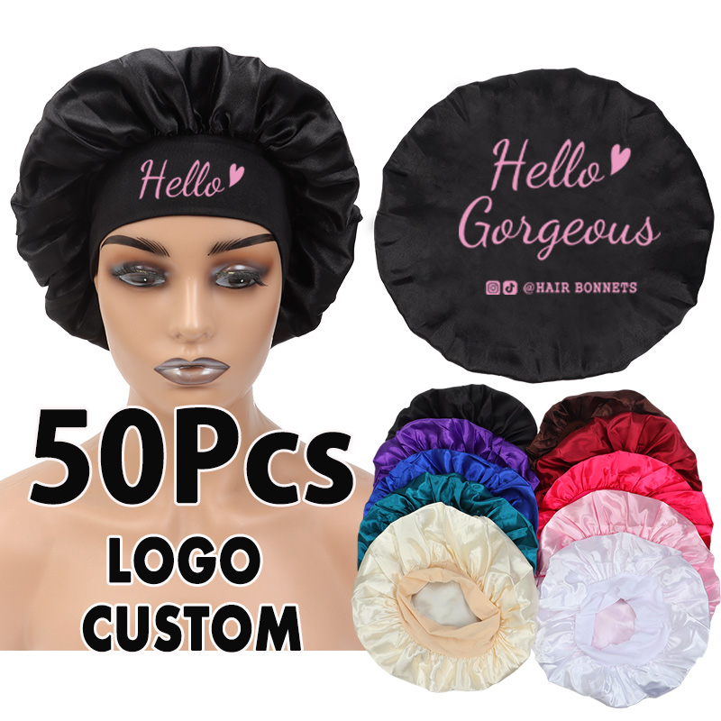 Hair Care Logo - قبعة ساتان للشعر 50 قطعة بالجملة،