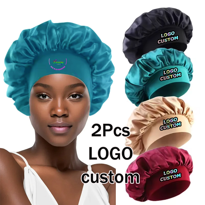 Hair Care Logo - قبعة شعر من الساتان الحريري، قبعات