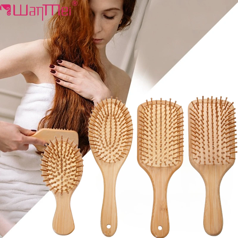 Bamboo Hair Brush - فرشاة شعر من الخيزران للنساء، مشط