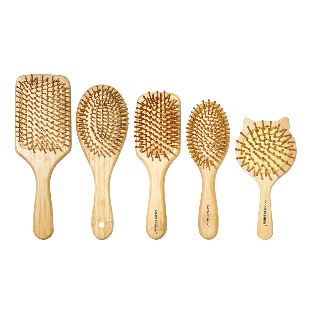 Bamboo Hair Brush - لطيف القط مشط خشبي الخيزران تدليك